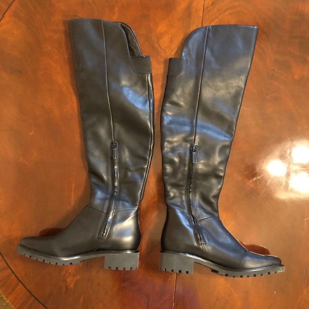 Cole Haan Knee High Black Leather Boots